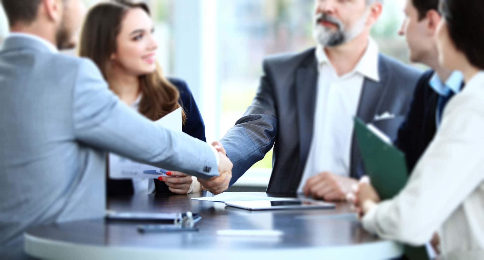 Business People Shaking Hands, Finishing Up A Meeting